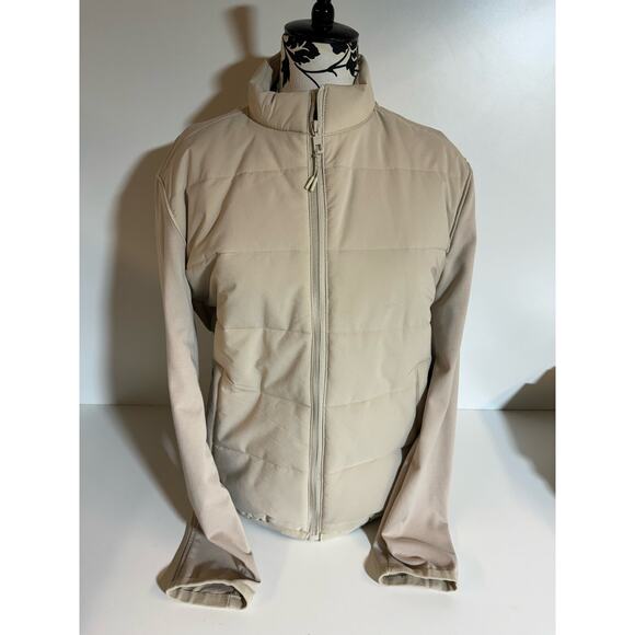 Zara Women’s Large Ivory Cream Color Quilted Jacket Coat - Picture 1 of 8